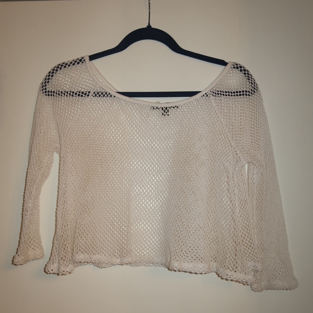 Chic Cream Mesh Crop Top